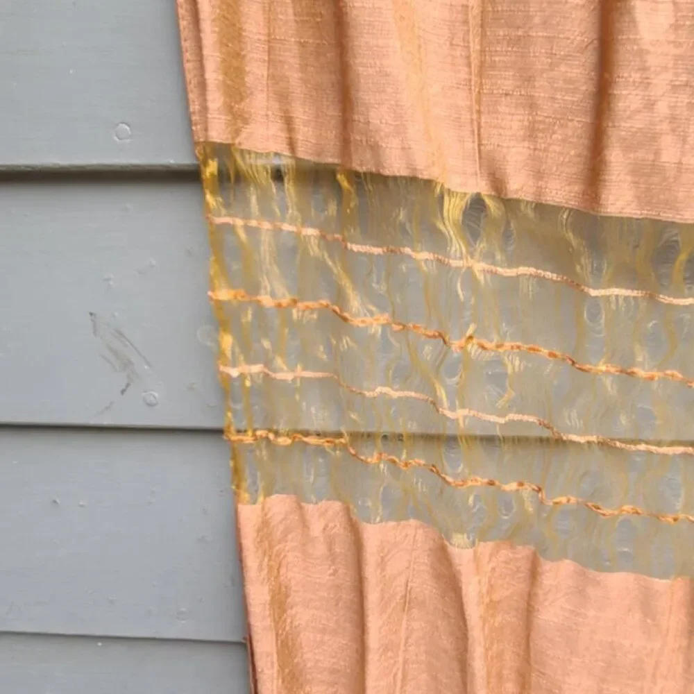 Raw Silk Feel Brown Scarf with Flowers